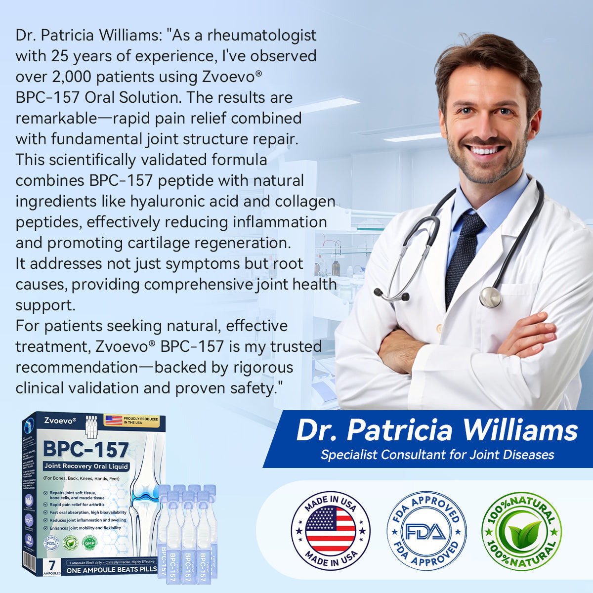 Zvoevo® BPC-157 Stabilized-Peptide Joint Recovery Oral Liquid - ✅Clinically Co-Developed with U.S. Peptide Research Alliance