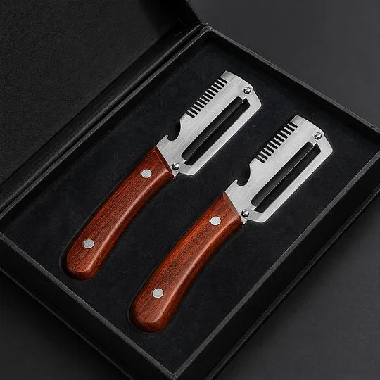🌾LAST DAY 50% OFF-✨3-in-1 Stainless Steel Vegetable Peeler with Wooden Handle（upsell）