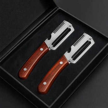 🌾LAST DAY 50% OFF-✨3-in-1 Stainless Steel Vegetable Peeler with Wooden Handle（upsell）