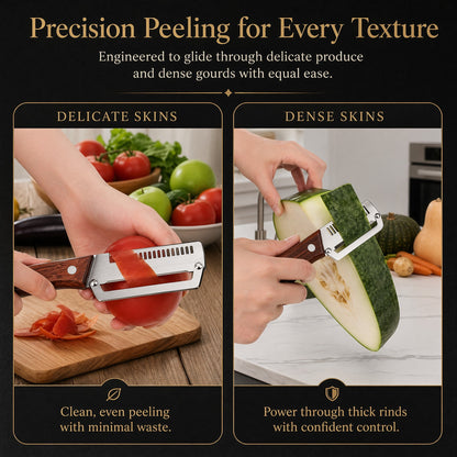 🌾LAST DAY 50% OFF-✨3-in-1 Stainless Steel Vegetable Peeler with Wooden Handle（upsell）