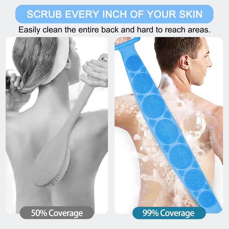 Back-cleansing reach comparison using a silicone scrubber belt