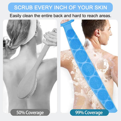 Back-cleansing reach comparison using a silicone scrubber belt