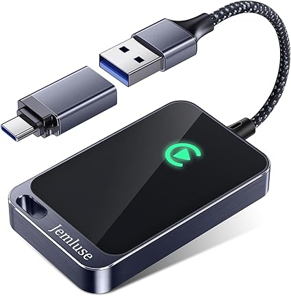 Jemluse Wireless CarPlay Adapter for Apple iPhone - Multi-User Seamless Connection for Convert Wired to Wireless Car Play Adapter - No Latency from iOS 10+ to Screen w/USB C