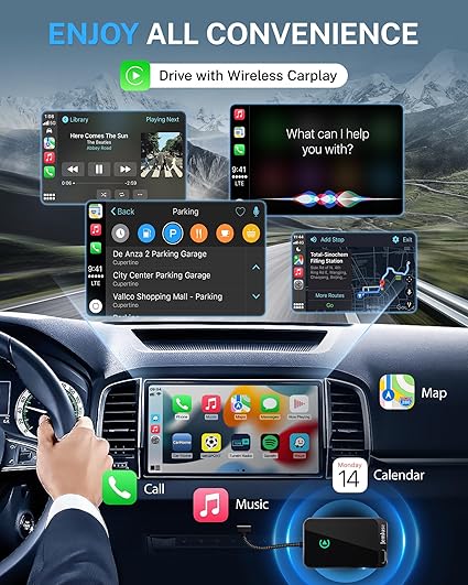 Jemluse Wireless CarPlay Adapter for Apple iPhone - Multi-User Seamless Connection for Convert Wired to Wireless Car Play Adapter - No Latency from iOS 10+ to Screen w/USB C