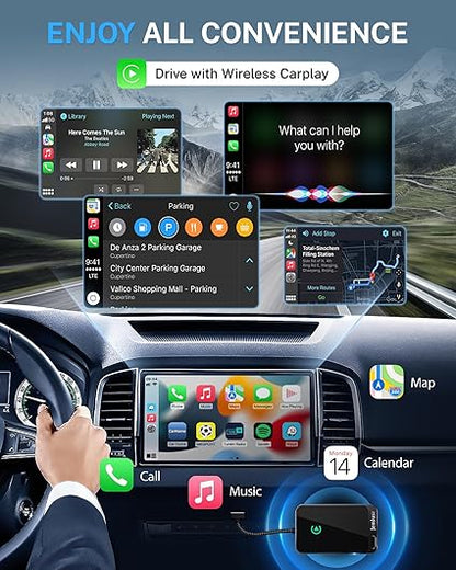 Jemluse Wireless CarPlay Adapter for Apple iPhone - Multi-User Seamless Connection for Convert Wired to Wireless Car Play Adapter - No Latency from iOS 10+ to Screen w/USB C